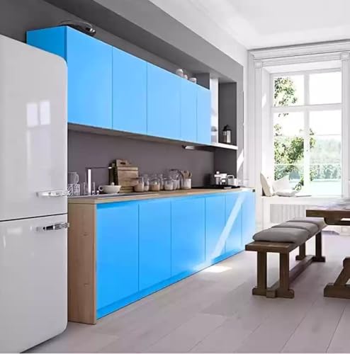 Image of ONETON Glossy Sky Blue Contact Paper Decorative Self Adhesive Counter Top Peel and Stick Wallpaper for Kitchen Cabinets Shelf Drawer Liner Desk Dresser (Sky BLU Glossy WP, 24x120 inch)