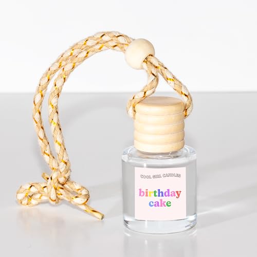 Image of COOLGIRLCANDLES Birthday Cake Car Air Hanging Fragrance Oil Diffuser, Air Freshener for Essential Oils, Scents Aromatherapy Automobile, Long Lasting Car Bottle