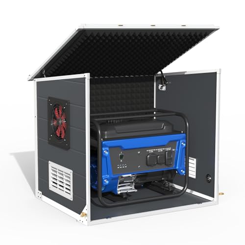 GDLF Generator Shed, Outdoor Generator Box with Cooling Fan, Weatherproof & Soundproof Insulation Quiet Box for Portable Power Source