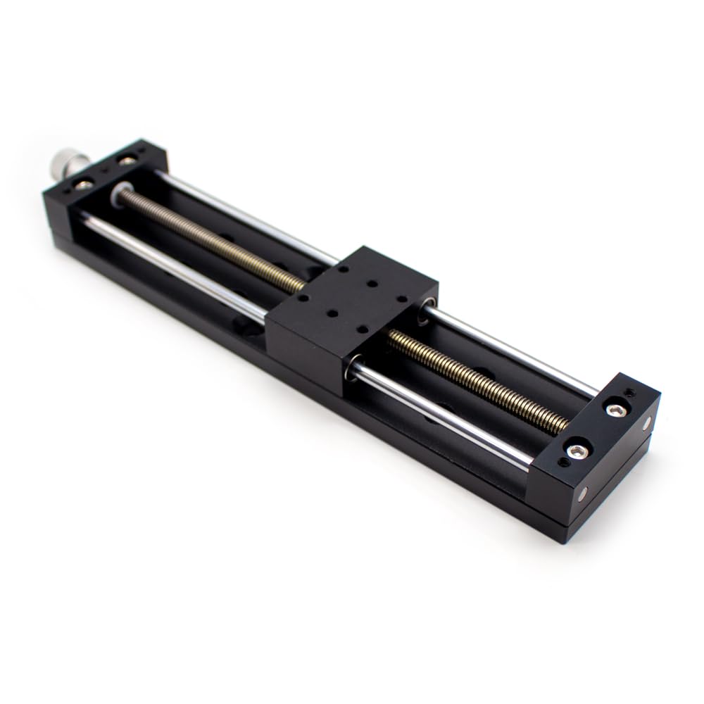 40x60MM Mini Precision Guide Slide, X-Axis Manual Slide 200MM Long Stroke Micro Adjustable Screw Slide Table with Base Plate