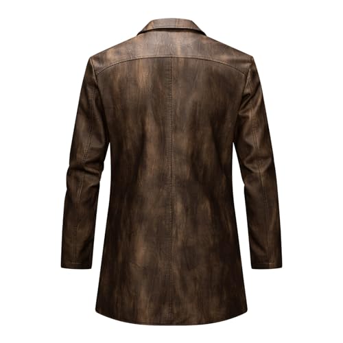 Cambkatl Men's Vintage Distressed Washed PU Faux Leather Jackets Single Breasted Blazers Sports Coats Trendy Outerwear4