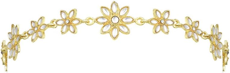 Aheli Gold Plated Kundan Studded Maatha Patti Sheeshphool Hair Accessories Fashion Ethnic Jewellery Gift for Women