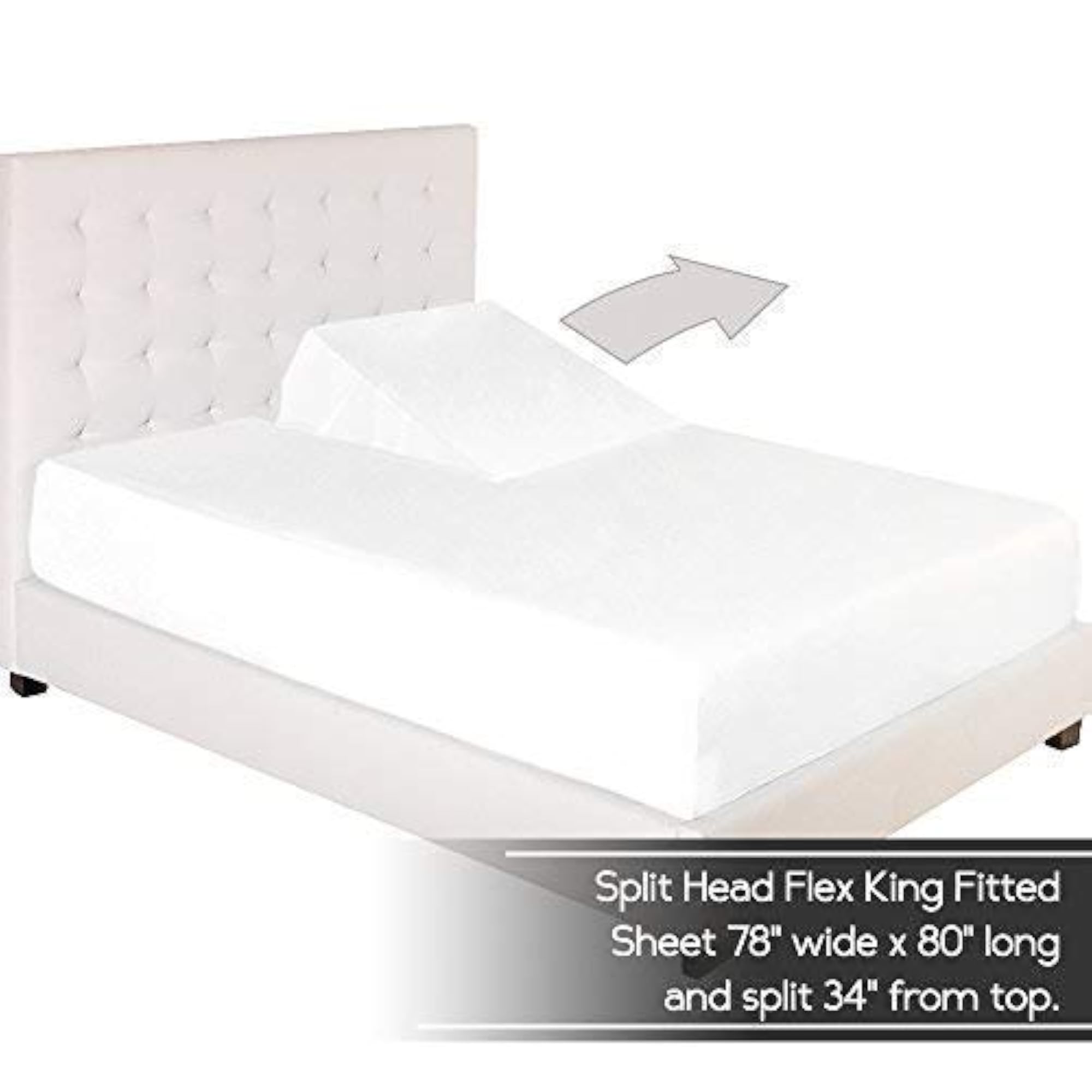 Split Head King Bed Sheet Set, Adjustable Egyptian Cotton