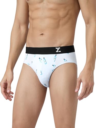 Image of XYXX Men's Surf Super Combed Cotton Regular Fit Printed Antibacterial Briefs with No Marks Waistband