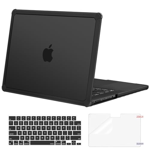 MOSISO Compatible with MacBook Pro 14 inch Case 2026-2021 M5 M4 M3 M2 M1 A3434 A3112 A3185 A3401 A2918 A2992 A2779 A2442, Anti-Cracking TPU Bumper Hard Shell&Keyboard Skin&Screen Film, Black
