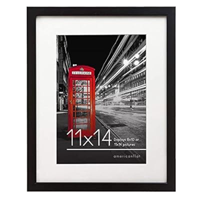Americanflat 11x14 Black Picture Frame with Shatter-Resistant Glass - Displays 8x10 Photos with Mat or 11x14 without Mat