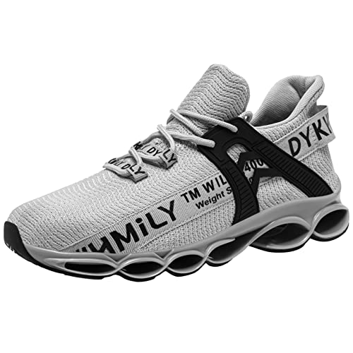 DYKHMATE Sicherheitsschuhe Herren Damen Leicht Atmungsaktiv Arbeitsschuhe TPU Stahlkappenschuhe Sportlich Schutzschuhe (Grau,44 EU) Cover