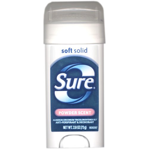 Sure Anti-Perspirant Soft Solid Deodorant, Powder Scent, 2.6 oz (2 Pack)