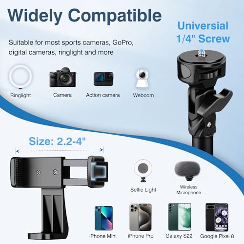Image of Nineigh 72 inch Tripod for iPhone, Phone & Camera Travel Tripod Stand with Remote, Compatible with Smartphone /Gopro