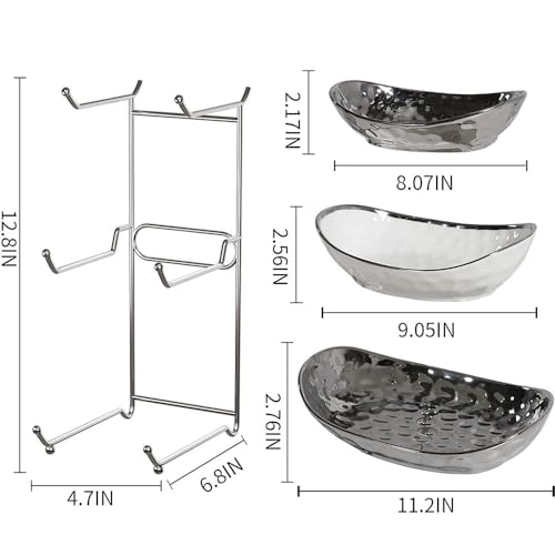 Frutero de cerámica de 3 niveles, bandeja de porcelana para frutas y dulces 3