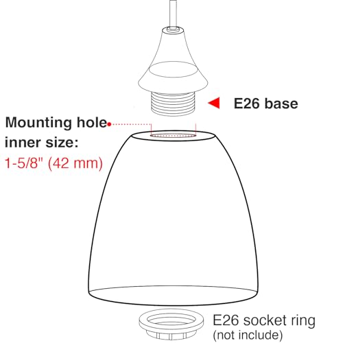 3 Pack Clear Seeded Bubble Bell Glass Lamp Shade Replacement, 1-5/8 Fitter