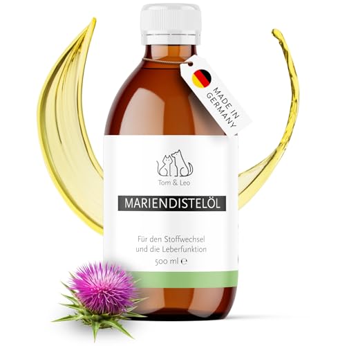 Tom&Leo Mariendistelöl Kaltgepresst 500ml - Für Hunde, Katzen & Pferde