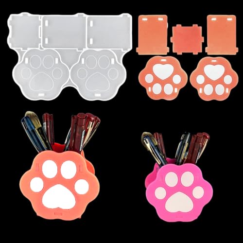 Koonafy 肉球 シリコンモールド 筆筒 UVレジン 1個セット 型 犬 猫 筆入れ ブラシ立て シリコン 爪型ペン立て ブラシ 文房具 可愛い 手芸品 ハンドメイド レジン型 ソフトモールド 石膏 筆立て 手作り (犬肉球形・筆筒)