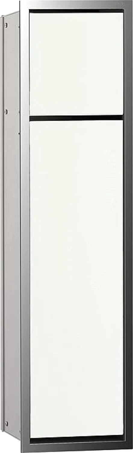 Emco Asis 150 974027840 Flush-Mounted Bathroom Cabinet for Toilet Chrome/White Glass Built-in Cupboard Door Hinge Selectable Aluminium One Size