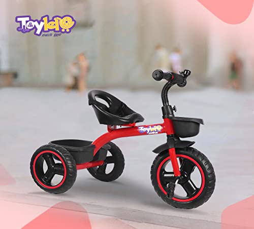Image of Tricycle for Kids | 3-Wheel Baby Bike | Safety Harness, Storage Basket | Toddler Trike for Boys & Girls, First Bike for Kids (Red)