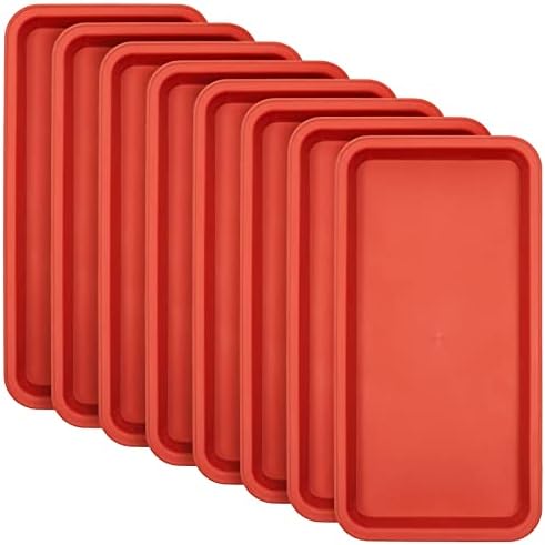 Juvale 8 Pack Plastic Plant Drip Trays for Planters, Pots, Rectangular Saucer Pans for Indoors, Outdoors (Terracotta Red, 6.5x12 in)