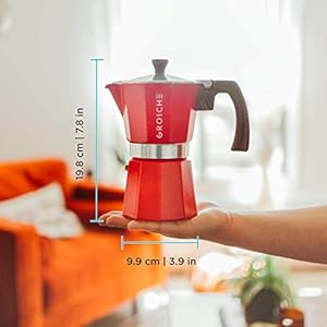 Grosche milano stovetop espresso maker moka pot 6 espresso cup 93 oz red and 3 replacement seals gaskets bundle stove top coffee maker moka italian espresso coffee maker and replacement gaskets  urban country home decor