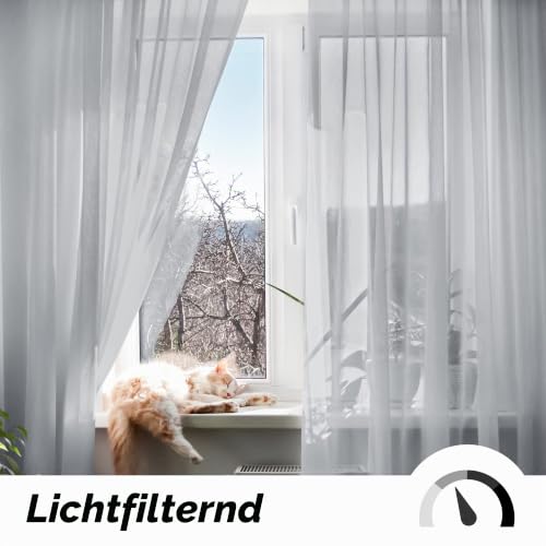 Deconovo Voile Gardinen Transparent mit Stangendurchzug Vorhang Grau – Ansicht 4
