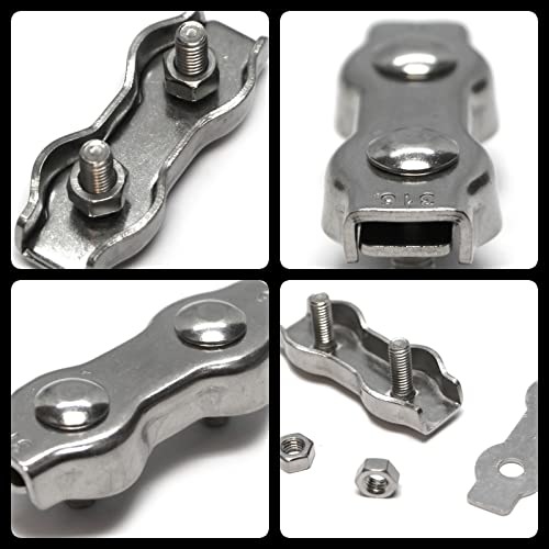 10 x Duplex Stainless Steel V4 A Clip Wire Rope Cable Wire Clip Clamp, Seil diameter 3 mm - Image 3