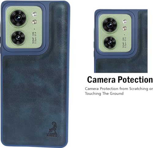 Image of AIBEX Shield Back Cover Case Compatible With Motorola Edge 40 Back Cover | Flexible Vegan Leather | Full Camera Protection | Raised Edges | Super Soft-Touch | Bumper Case, Royal Blue