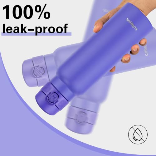 Image of GOPPUS 25 oz Insulated Water Bottle with Direct-Drink Lid,Keep Cold 24H,Leak-Proof Stainless Steel Bottle Ideal for the Gym,Travel,and Outdoor Use,Suitable for Teens and Adults（Purple）