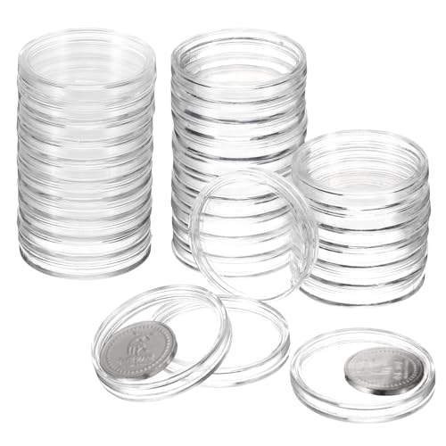 Cápsulas para monedas de 39 mm en pack de 30 cubiertas de plástico y protector de etiqueta NFC