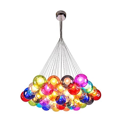Lichtsse Modern Minimalist Chandelier Glass Bubble Ball Pendant Lamp Stairs Bedroom Creative Kids Room Pendant Light Restaurant Living Room Height Adjustable 120CM Chandelier G4 LED (Size : 37 Heads) Cover