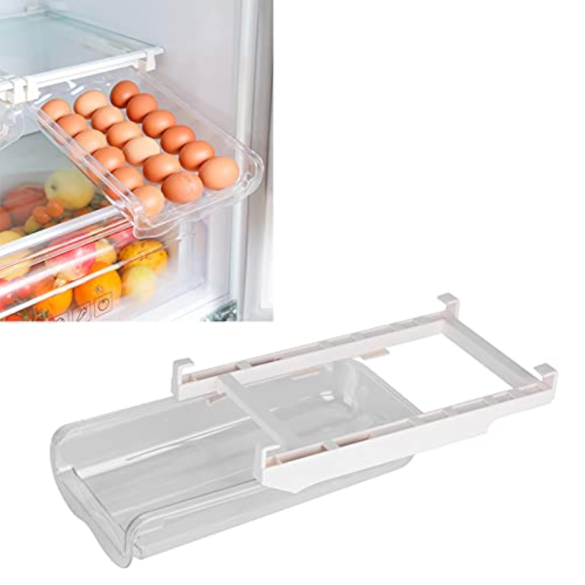 Adjustable Length Egg Drawer for Refrigerator