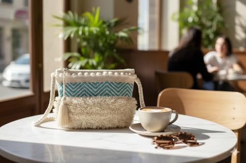 Image of Boho sling bags, Handmade Cotton shoulder bag, Handbags for Women, tote bags for women, cotton bags for women, Boho-Chic Cotton Crossbody Tote With Tassels, Shoulder Bag For Everyday Use