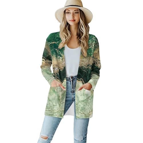 Image of Biyejit Women's Long Sleeve Open Front Cardigan Casual Loose Lightweight Cardigans with Pockets Drape Cardigan