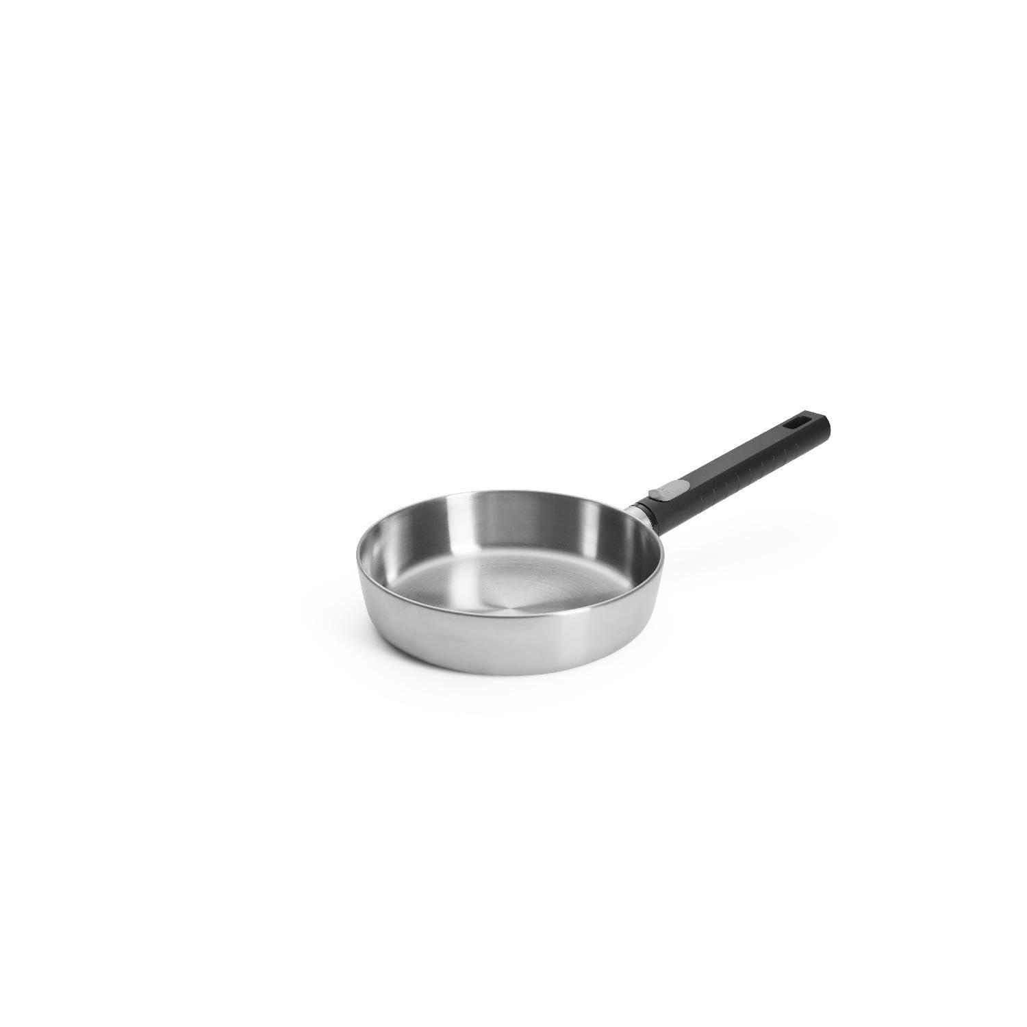 Woll Logic Steel Flat Pan Inductive Diameter 20 cm Height 4.5 cm with Removable Handle Suitable for All Hob Types PFAS-Free