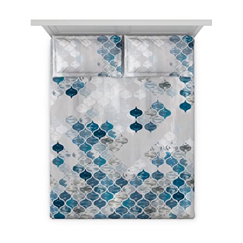 Image of DDECOR - Jaali 100% Cotton Double Bedsheet with 2 Pillow Covers, King Size, Blue