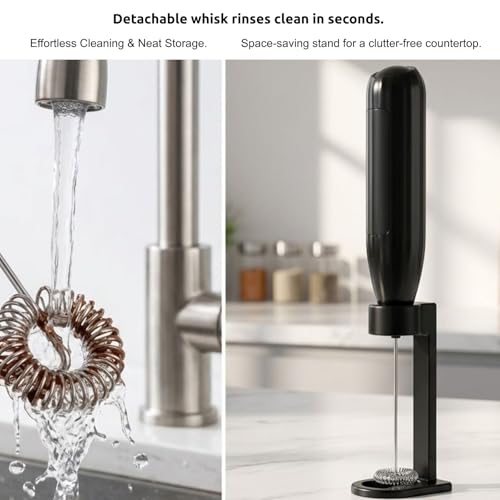 aLLreLi 2 Pcs Electric Coffee Frother with Storage Stand, Dual Whisk Heads for Foaming & Mixing, Handheld Milk Foam Maker for Hot Chocolate & Frappe, AA Battery Operated (Not Included), U3 - image 4