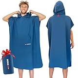 AUTDOOR® Mikrofaser Badeponcho Damen & Herren - nachhaltig aus 100% recycelten PET-Flaschen - Handtuch als Umziehhilfe für Strand und Wassersport - schnelltrocknend & kompakt (Blau, Large)