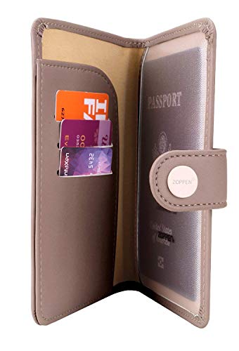 ZOPPEN Passport Holder Women, Passport Cover Travel Wallet Rfid Blocking Passport Wallet Cover Case Travel Essentials Document Organizer, Dusty Pink3