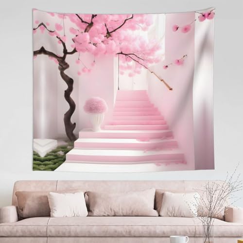 Tapisserie fleurs de cerisier rose 152x130 tenture murale salon déco chambre adulte