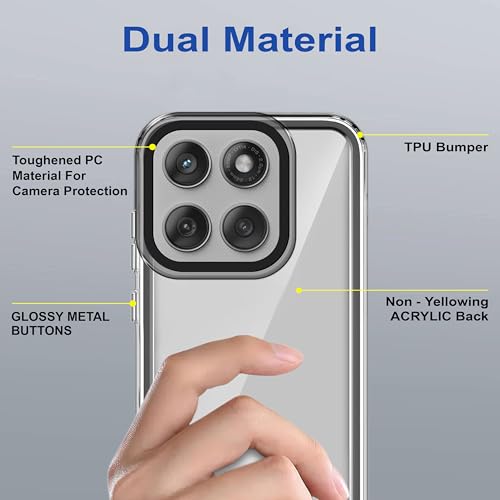 Image of amazon basics Back Case Cover for Motorola Edge 60 Fusion 5G | Compatible for Motorola Edge 60 Fusion 5G Back Cover | Case Cover with Camera Protection | (TPU + PC | Translucent Black)