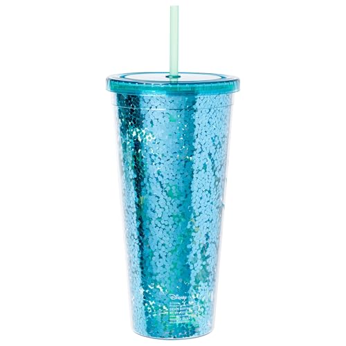 Image of Silver Buffalo Disney Lilo and Stitch Ohana, Plastic Cold Cup, 32oz | Confetti, Includes Lid and Straw, 0.95 Liters