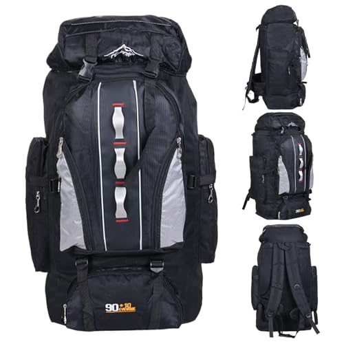 Nukinp Camping Backpack, 100L Tear and Water-Resistant Hiking Backpack, Multi-Pocket Camping Rucksack with Zipper, Bag for Men and Women Travel Outdoor