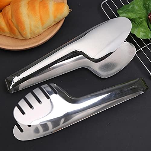 Cooking Tongs 1pc Heat-Resistant Stainless Steel Food Tongs Kitchen Cooking Restaurant Barbecue Tongs Anti-Rust Tongs(B)