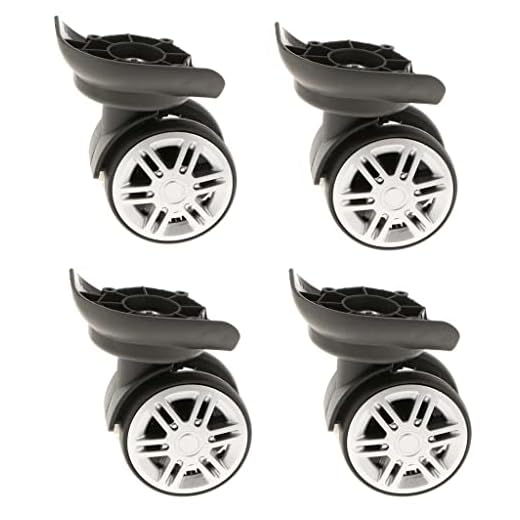 Baoblaze 4 Pieces 360 Swivel Luggage Wear Resistant Wheel Suitcase Replacement Repair Wheels Dual Roller Bearing Caster Roller (YJ-002 Black)
