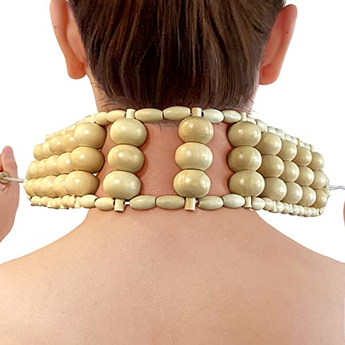 Deston Wood Back Massager Roller Rope, Manual Massage Strap For Back, Neck, Shoulders, Legs, Waist Pain Relief, Wooden Therapy Lymphatic Anti Cellulite Muscle Recovery Massage Tool #TOP3