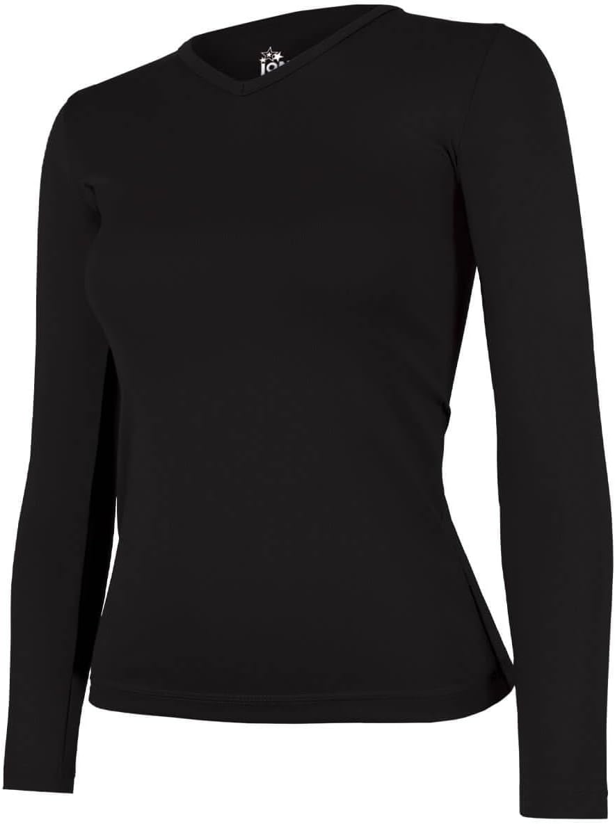 Ion Cheer Fitted V-Neck Long Sleeve Practice Top | Soft and Stretchy Practice Cheerleading Shirt