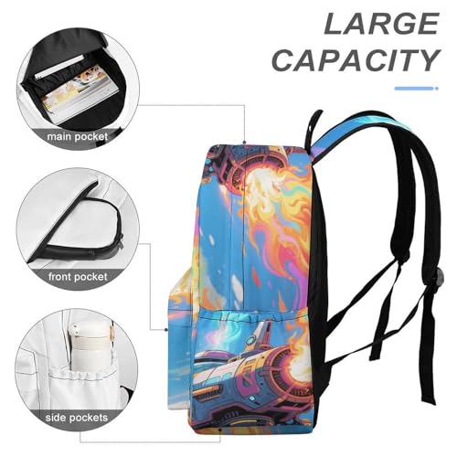 Magic Spaceship Printed Backpack Water-Resistant Pack Stylish Bag Lightweight Travel Backpack4