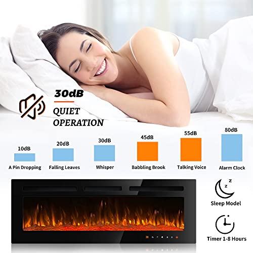 Dansion 60 Inch Electric Fireplace Insert With Remote, Recessed Realistic Fire Place 12 Color Flame, Wall Mounted Slim Fireplace Heater For Indoor Home Living Room #TOP1