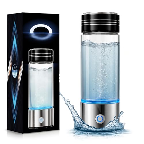 Image of Hydrogen Water Bottle Generator, Portable 15oz PEM Electrolysis Glass Bottle, USB Rechargeable, Up to 2000PPB in 3 Minutes, for Gym, Travel & Daily Hydration, Wellness Gift for Adults & Parents