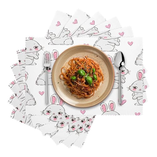 Sets de table thermorésistants et lavables motif lapin x4