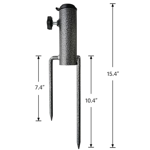 AMMSUN Adjustable Portable Umbrella Base, Upgraded Heavy Duty Metal Holder-Stand-Sand Grass Auger,for Flag, Umbrella, Fishing Rod, Outdoor Park Patio Beach Ground Ideal for Use in Soil, Grass (2, Black) by AMMSUN - Used condition - Image 2