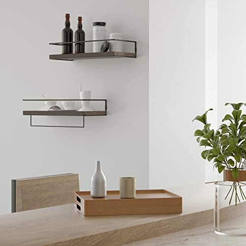Zgo Floating Shelves For Wall Set Of 2, Wall Mounted Storage Shelves With Metal Frame And Towel Rack For Bathroom, Kitchen, Bedroom #TOP5