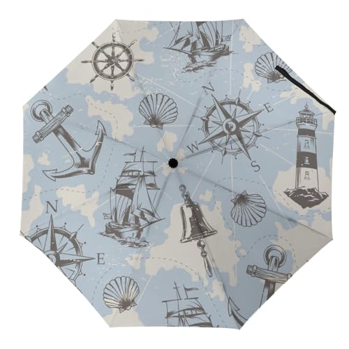 Parapluie automatique compact et résistant avec boussole intégrée